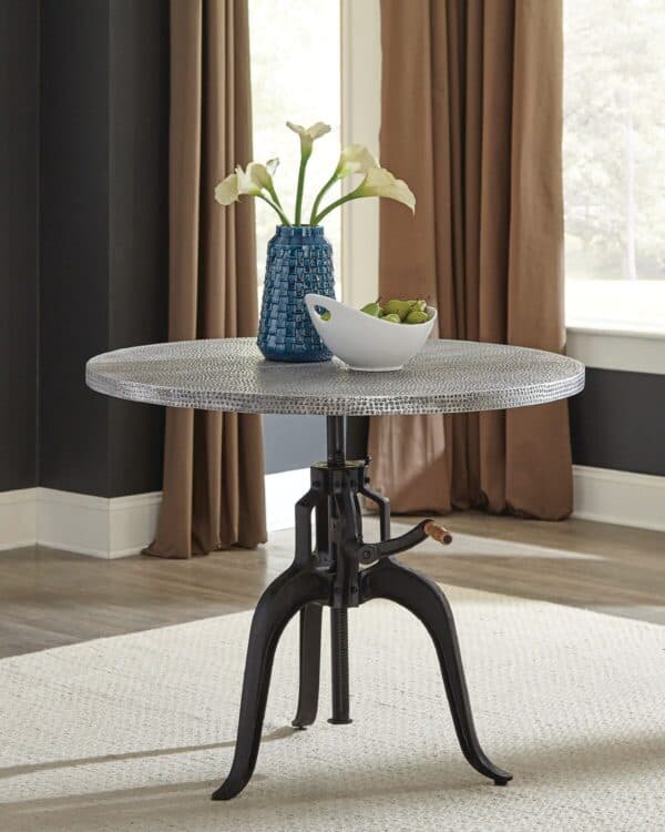 Silver Crank Dining Table (Counter 30″ or Bar Height 36″)